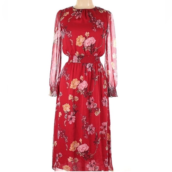 Vince Camuto Dresses & Skirts - Vince Camuto Red Floral Midi Dress size medium